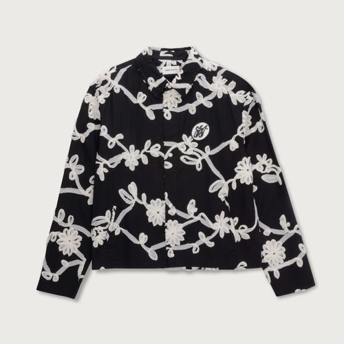 FLORAL RIBBON BUTTON UP