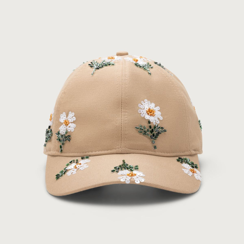 FLOWERS BEADED 6 PANEL CAP