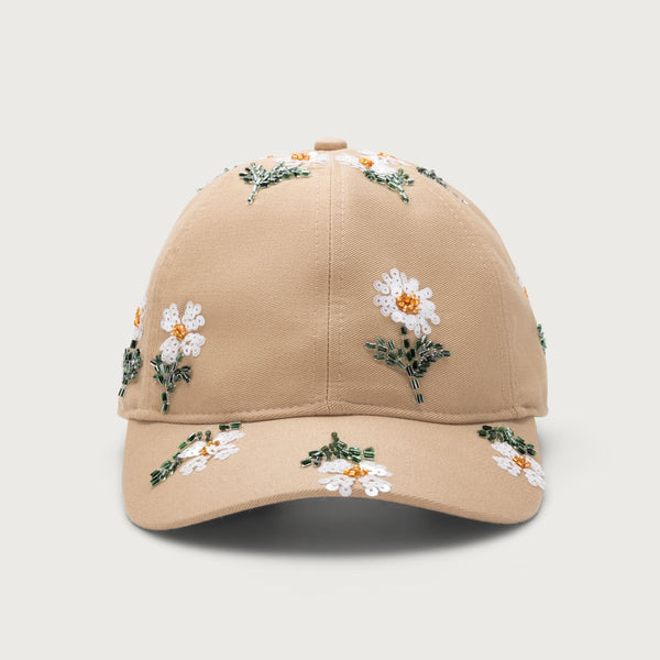 FLOWERS BEADED 6 PANEL CAP