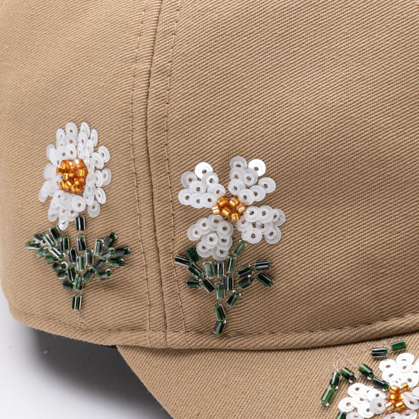 FLOWERS BEADED 6 PANEL CAP