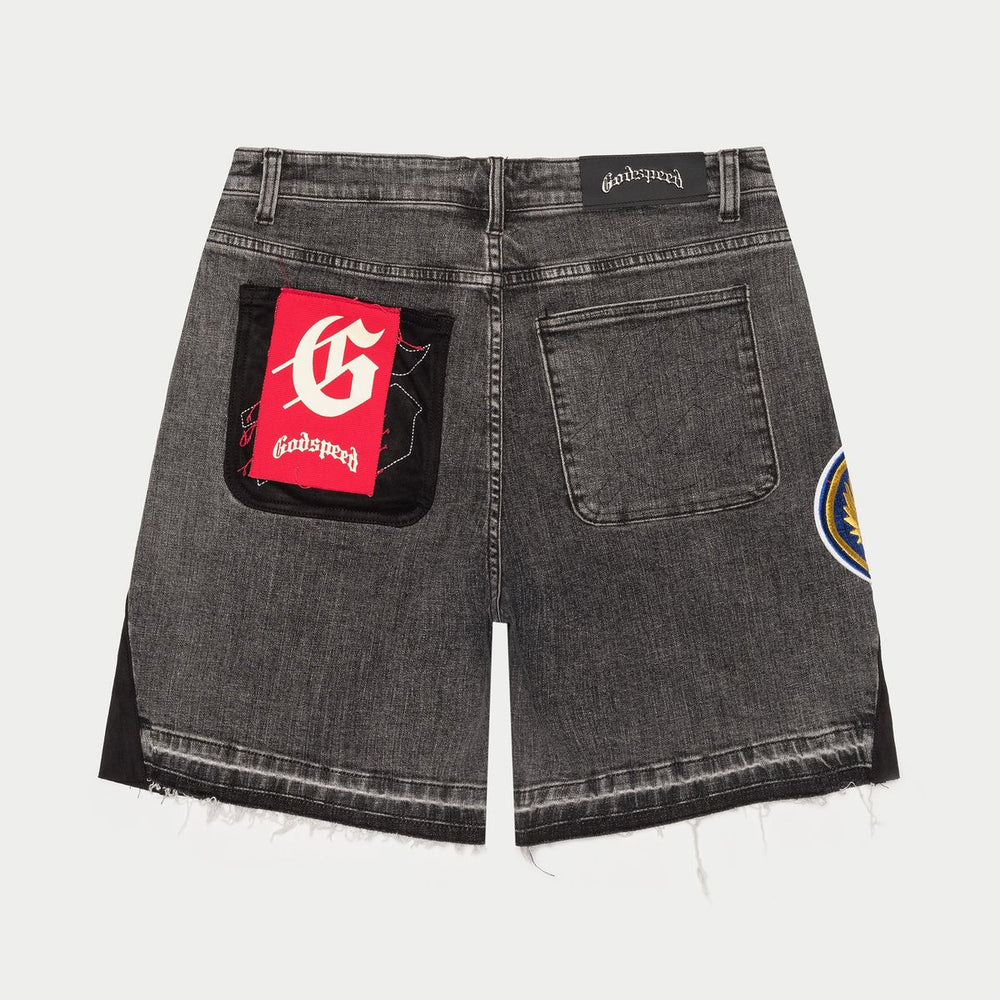 Patchwork Denim Shorts V2 (Grey)