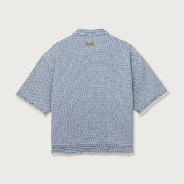 VINTAGE INDIGO ZIP FRONT SHORT SLEEVE