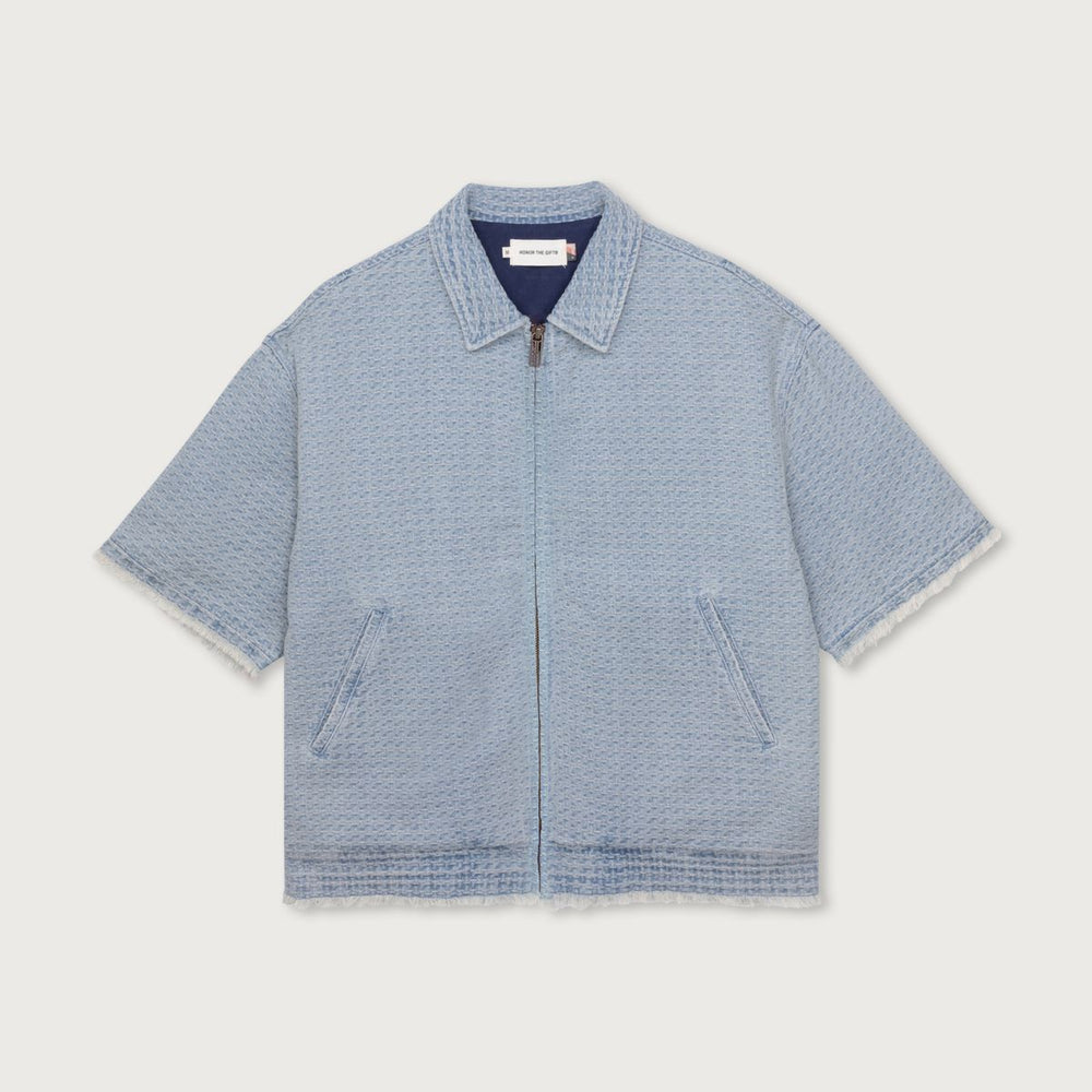 VINTAGE INDIGO ZIP FRONT SHORT SLEEVE