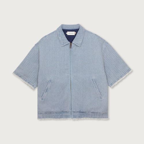 VINTAGE INDIGO ZIP FRONT SHORT SLEEVE