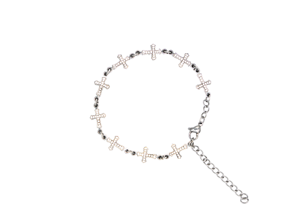 StarBracelet - Crosses - Stainless/White