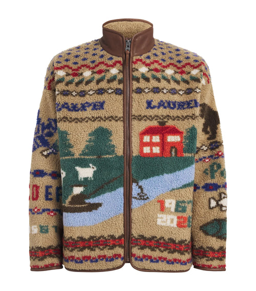 Long-Sleeve Jacquard Hi-Pile W/ Fleece Country Scenic Full-Zip Jacket