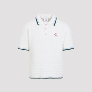 White Boucle Short Sleeve Polo