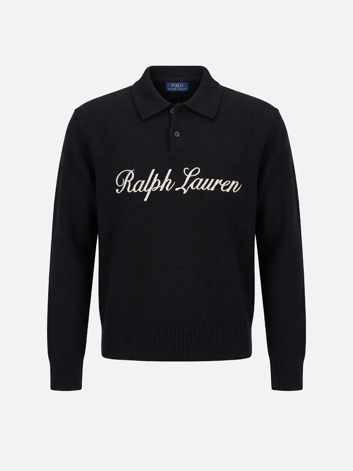 Long-Sleeve Wool/Alpaca Blend Ralph Lauren Logo Ruby Polo Sweater(Relaxed)