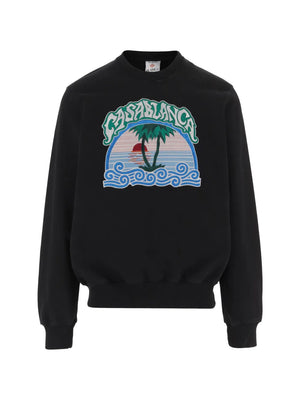 casablanca palm tree emblem embroidered classic sweatshirt