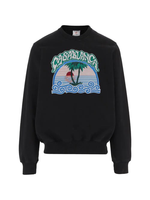 casablanca palm tree emblem embroidered classic sweatshirt