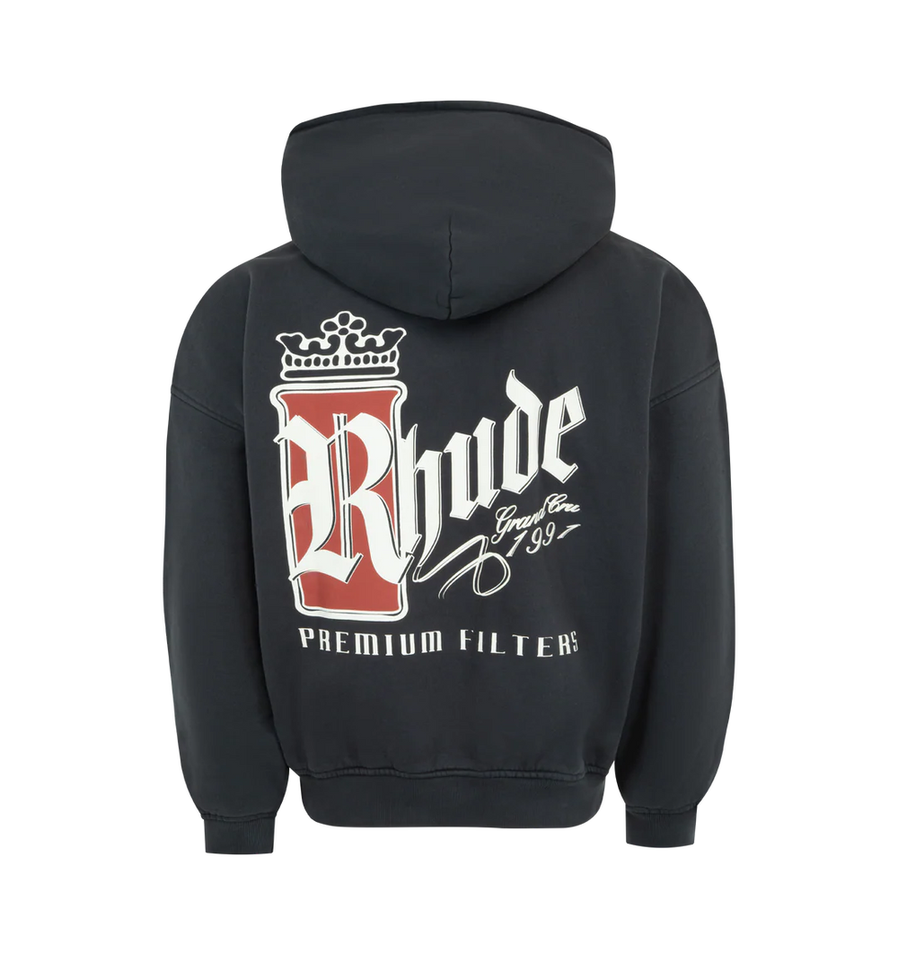 Rhude Fumar 91 Zip-Up Hoodie Vintage Black