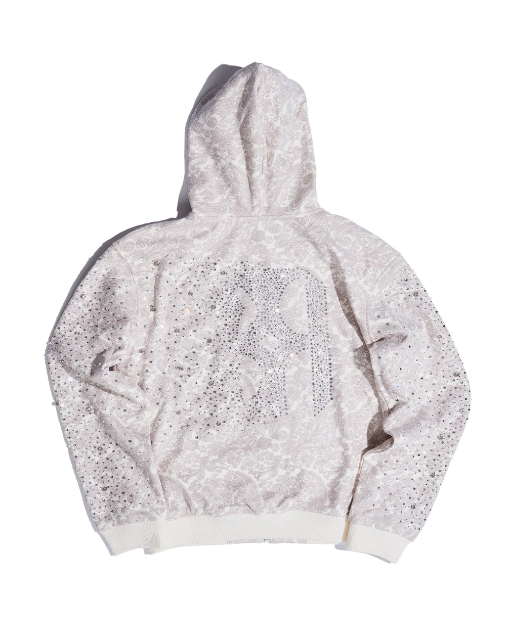 Cashew Blossom Pearl Zipper Hoodie WHT