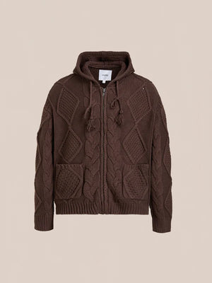 Zip Up Cable Knit Hoodie