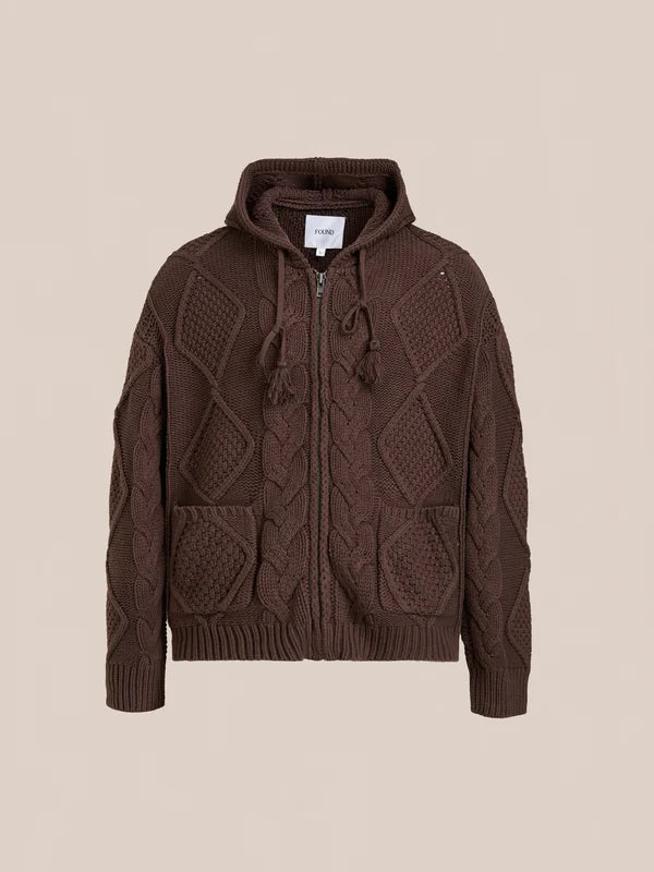 Zip Up Cable Knit Hoodie