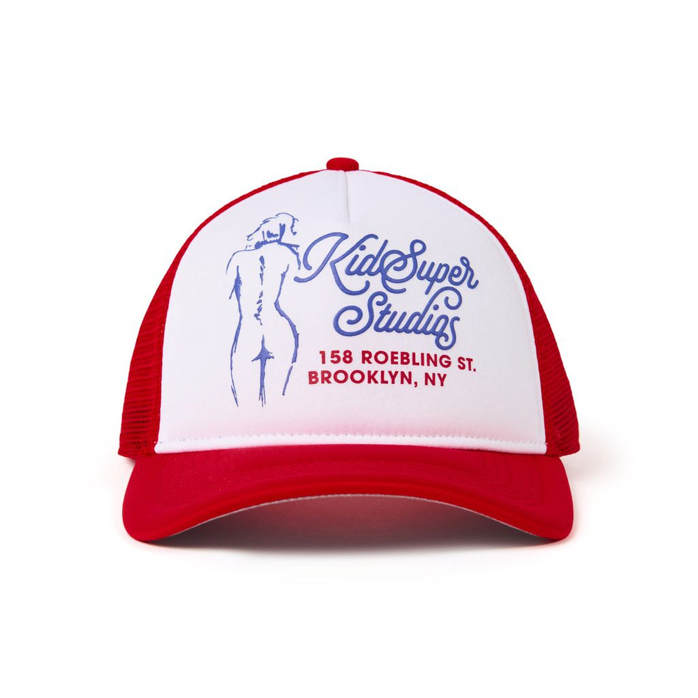 Puff Print Trucker Hat Red