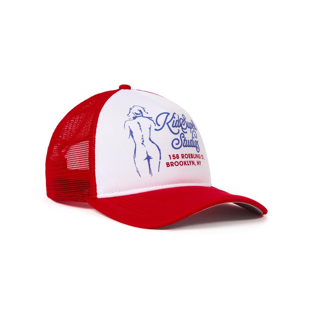 Puff Print Trucker Hat Red