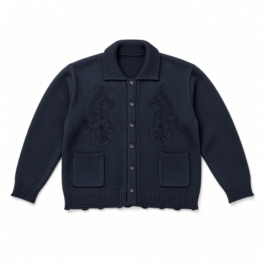 Chainstitch Embroidered Button Cardigan