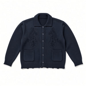 Chainstitch Embroidered Button Cardigan
