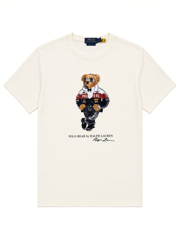 Short-Sleeve Novelty Holiday Bear Crewneck T-Shirt