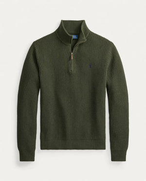 Waffle-Knit Wool-Cotton Sweater
