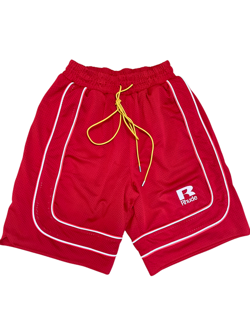 RHUDE Mesh Piping Short Baggy Red/White