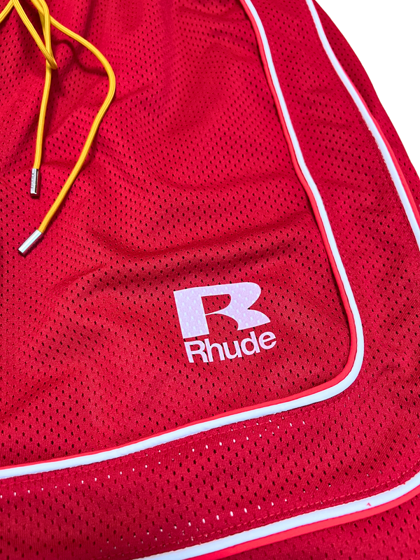 RHUDE Mesh Piping Short Baggy Red/White