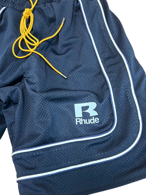 RHUDE MESH PIPING BAGGY TRACK SHORT NAVY/WHITE