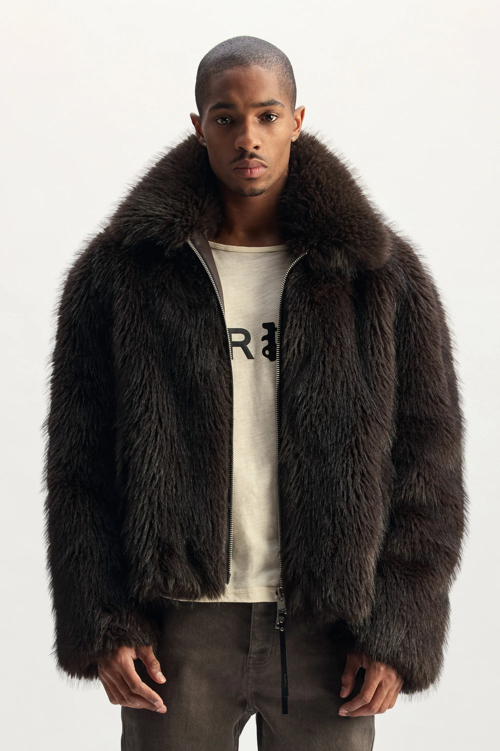 Faux Fur Shawl Jacket- Purple Brand