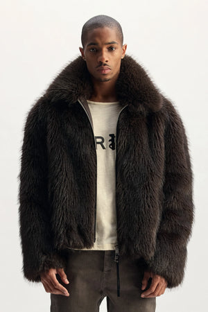 Faux Fur Shawl Jacket- Purple Brand