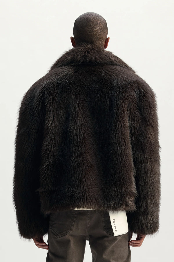 Faux Fur Shawl Jacket- Purple Brand
