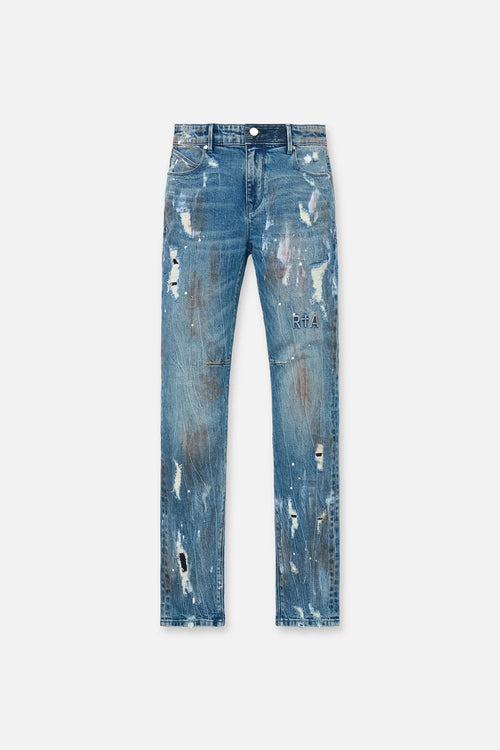 CLAYTON SKINNY DISTRESSED PAINT JEAN | GLITCH BLUE