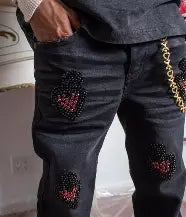 Diamond Denim Black/ Red