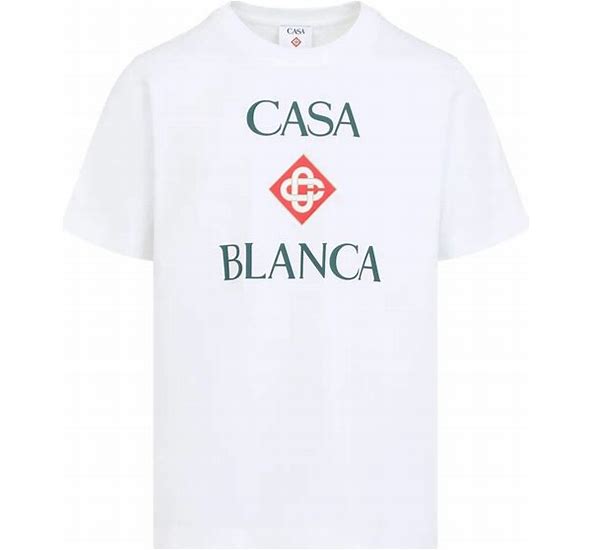 White Casablanca Diamond Logo Short Sleeve T‑Shirt