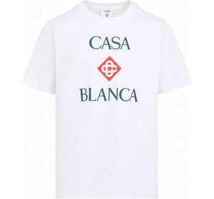 White Casablanca Diamond Logo Short Sleeve T‑Shirt