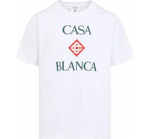 White Casablanca Diamond Logo Short Sleeve T‑Shirt
