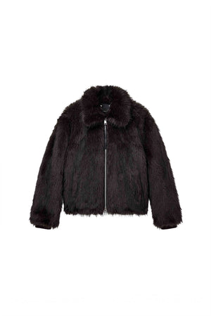 Faux Fur Shawl Jacket- Purple Brand