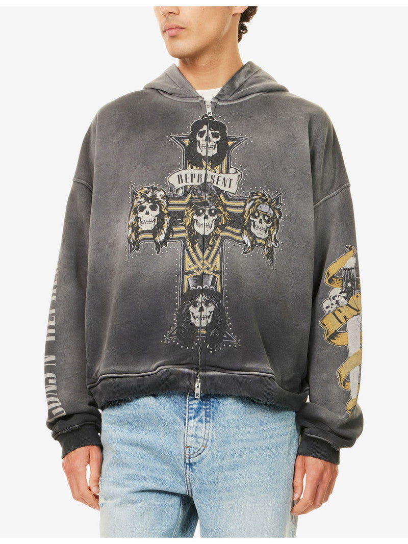 Represent X Guns N' Roses Cross Zip Through Hoodie