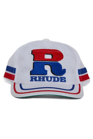 Rhude Split Petrol Logo Mesh Trucker Hat