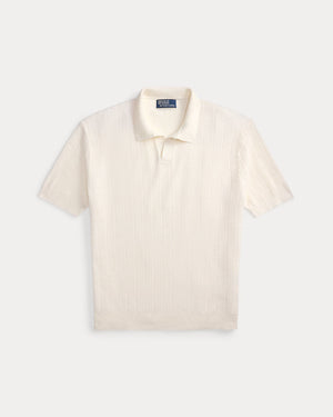 Linen Johnny-Collar Sweater Pale Cream