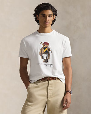 Classic Fit Polo Bear Jersey T-Shirt White Society Bear