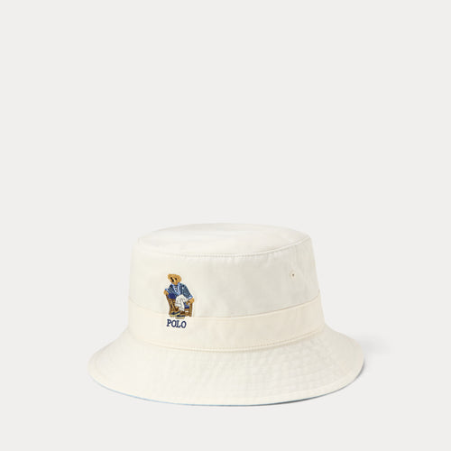 Polo Bear Twill Bucket Hat Deckwash White W/ Newport
