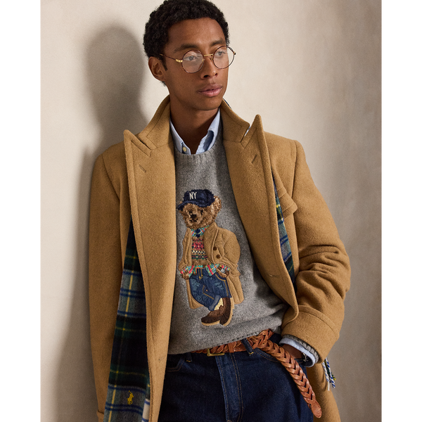 LONG-SLEEVE WOOL BLEND NOVELTY HERITAGE BEAR CREWNECK SWEATER (RELAXED)