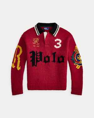 Long-Sleeve wool Blend "Polo" RL Motif Polo Sweater (Relaxed)