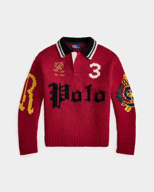 Long-Sleeve wool Blend "Polo" RL Motif Polo Sweater (Relaxed)