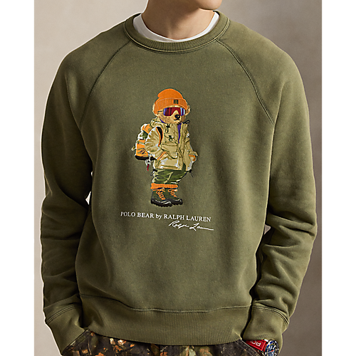 LONG-SLEEVE SEASONAL FLEECE RED ROCKS BEAR CREWNECK SWEATSHIRT