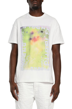 Textured Inside Out Tee Neon Logo White