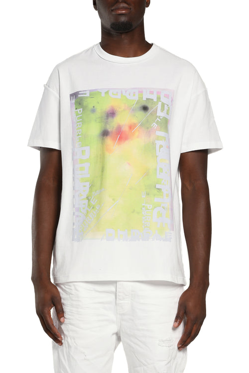 Textured Inside Out Tee Neon Logo White