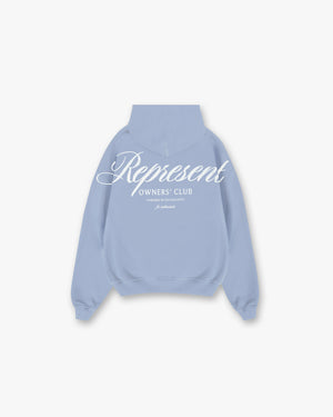 REPRESENT OWNERS CLUB SCRIPT HOODIE DUSTY BLUE