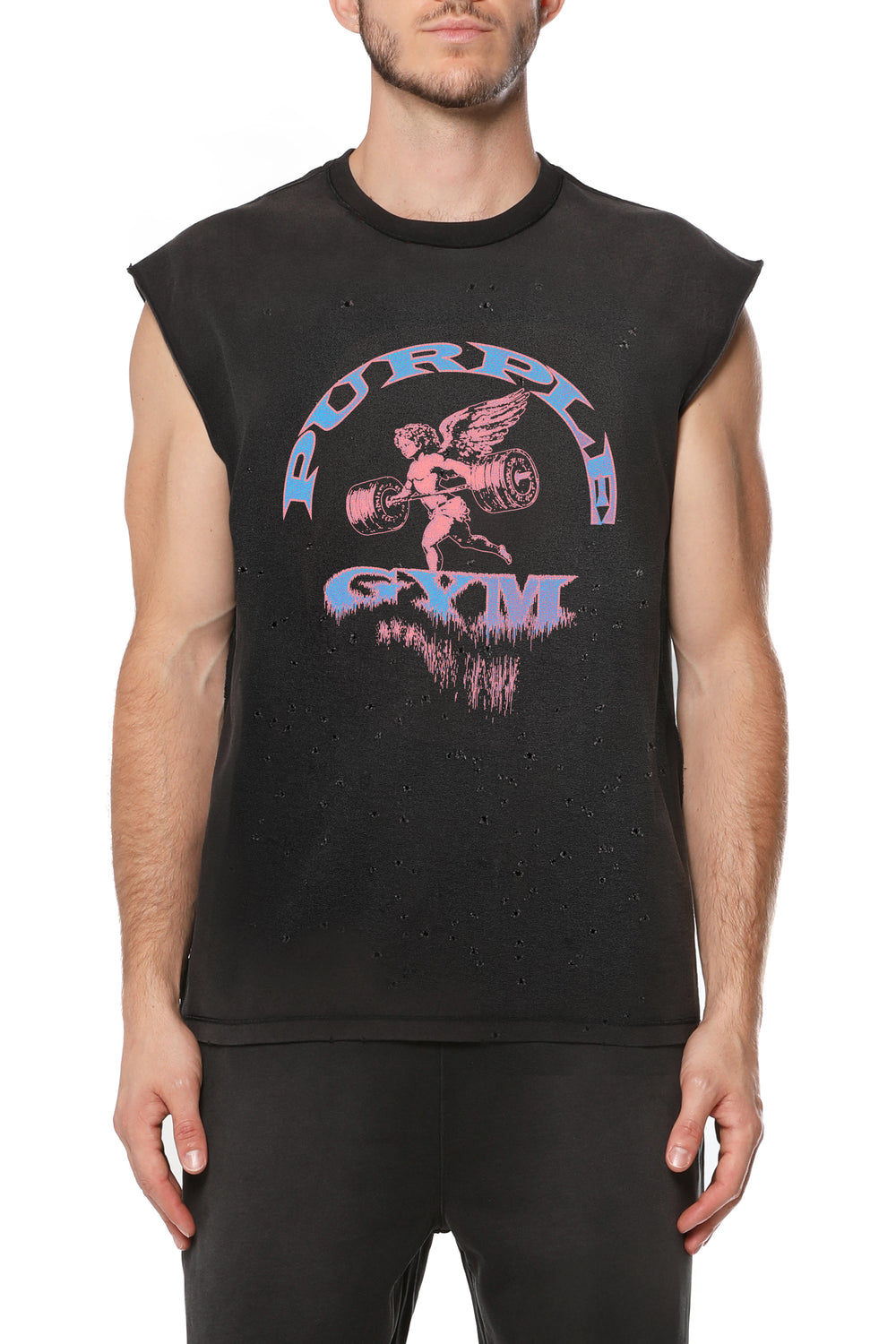 Textured Sleeveless Black Beauty Purple Gym