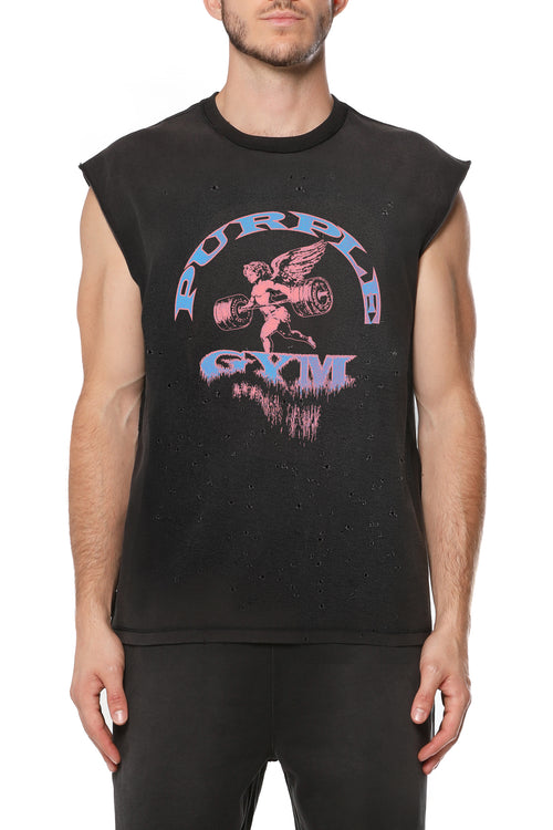 Textured Sleeveless Black Beauty Purple Gym